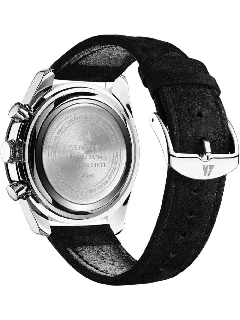 Men's Black White Analog Quartz Leather Waterproof Luminous Luxury Casual Watch